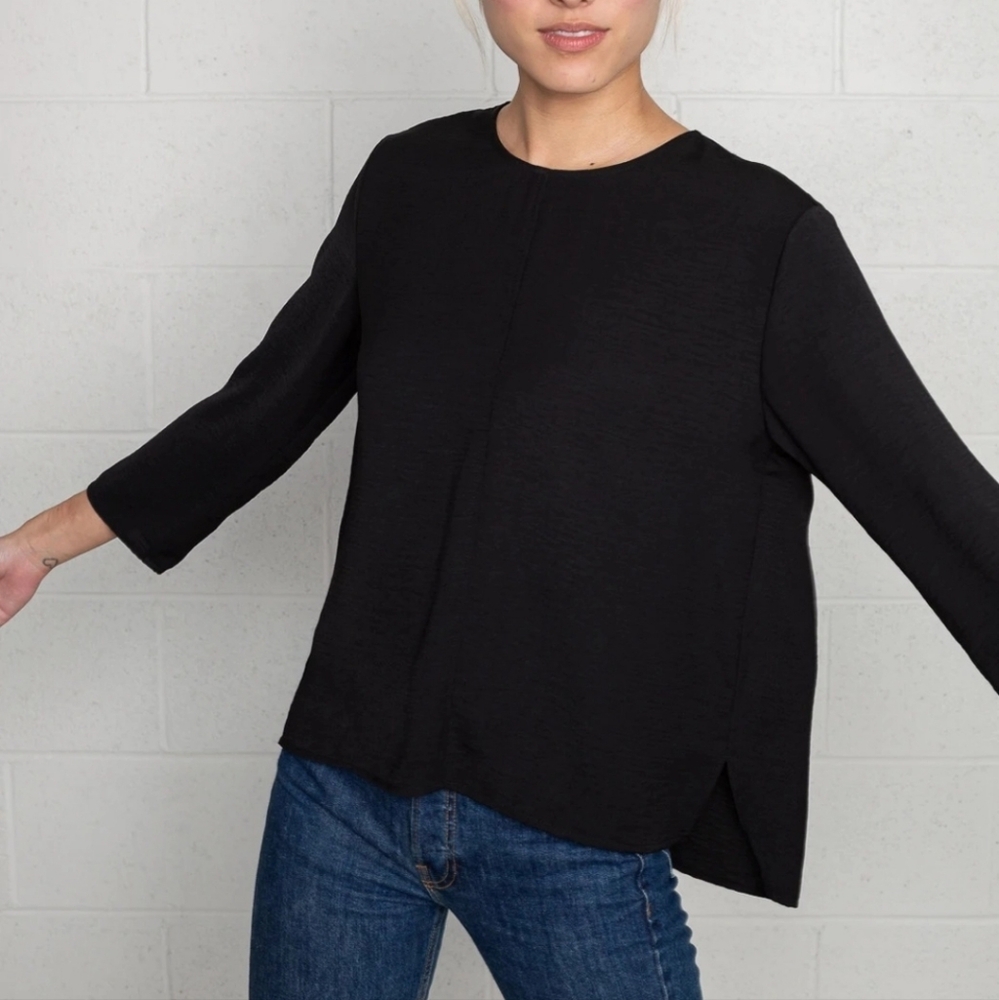 NWT NLT No Less Than 3/4 Sleeve Boxy Woven Black Shirt 3X Made In U.S.A